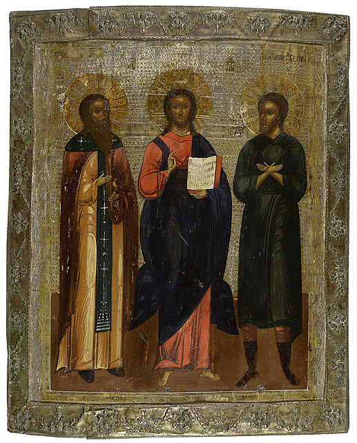 IKONA - CHRYSTUS PANTOKRATOR ZE ŚWIĘTYMI