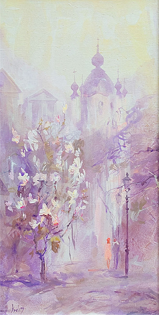 Kwitnąca magnolia w Kijowie, 2019
