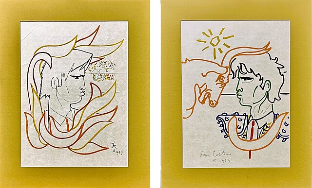 1.Le Buisson ardent ( Gorejący krzew) z cyklu « Taureaux. Lithographies de Jean Cocteau” 1965; 2. Têt-à-Têt au soleil z cyklu « Taureaux. Lithographies de Jean Cocteau” 1965