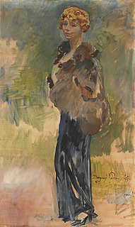 "Portret Zofii Jachimeckiej w błękitnej sukni" (1941)