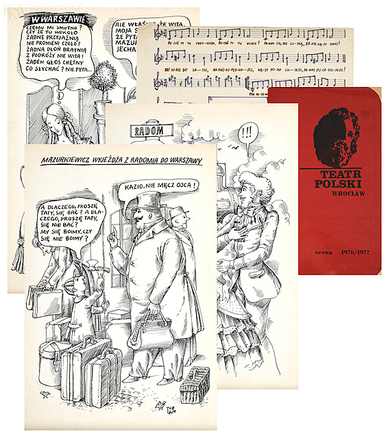 "Żołnierz Królowej Madagaskaru - zespół rysunków do broszury programu Teatru Polskiego we Wrocławiu na sezon 1976/1977"