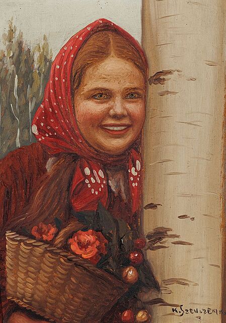 DZIEWCZYNA PRZY BRZOZIE, ok. 1935