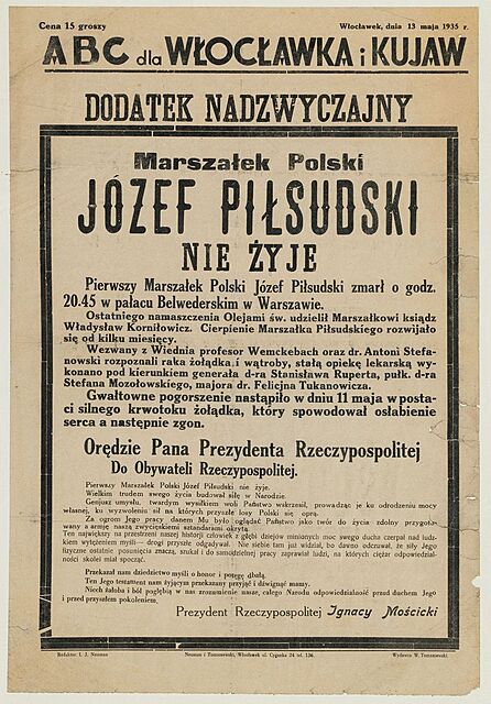 POWIADOMIENIE O ŚMIERCI JÓZEFA PIŁSUDSKIEGO, 13.05.1935