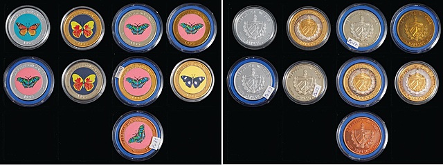9 MONET PRÓBNYCH, 10 pesos, Kuba, Mariposas del Caribe, 1995