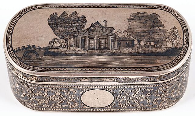 TABAKIERKA Z PEJZAŻEM, Rosja, Moskwa, Dmitrij Orłow, po 1840