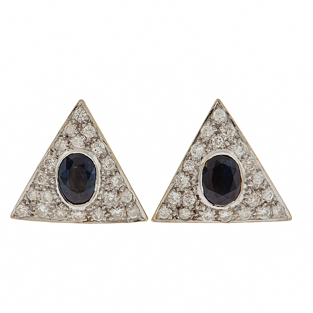 Kolczyki w formie trójkątów, II poł. XX w.
