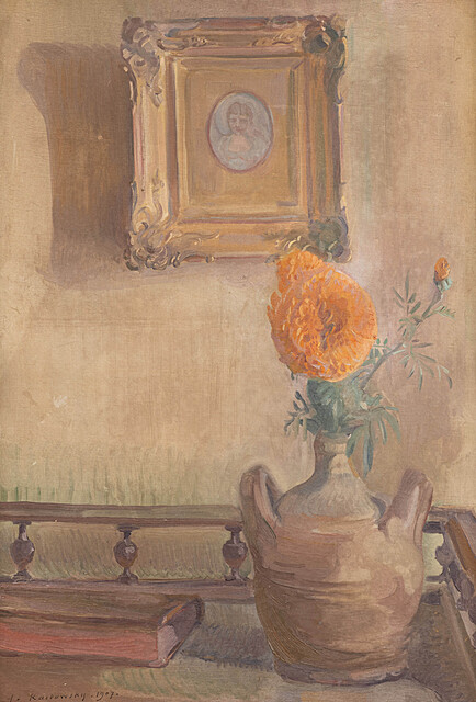 Martwa natura z bukietem kwiatów i obrazem, 1907