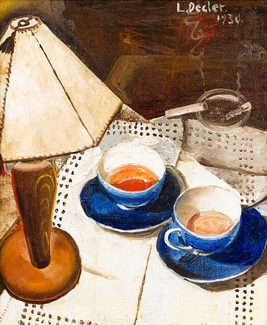 Martwa natura z filiżankami i lampą, 1930