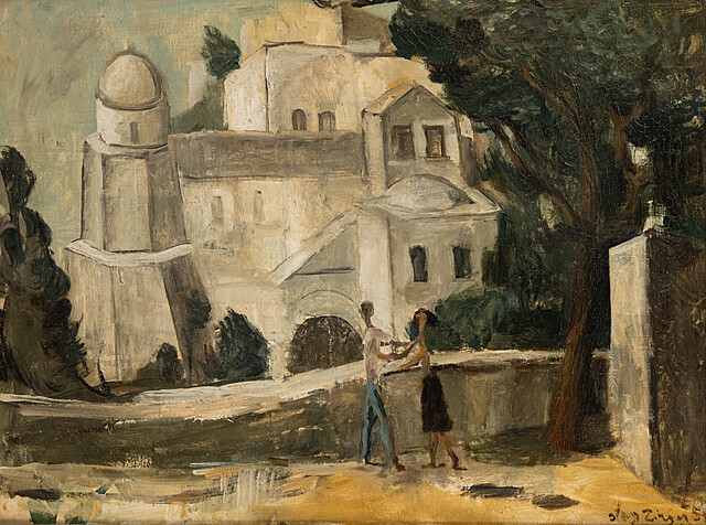Para przed białym kościołem, 1954