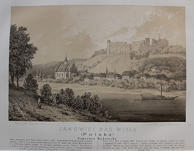 Janowice nad Wisłą[z „Albumu widoków Polski …” litografowanych przez Alojzego  Misierowicza (1825-ok.1905) w Litografii Maksymiliana Fajansa (1827-1890)]