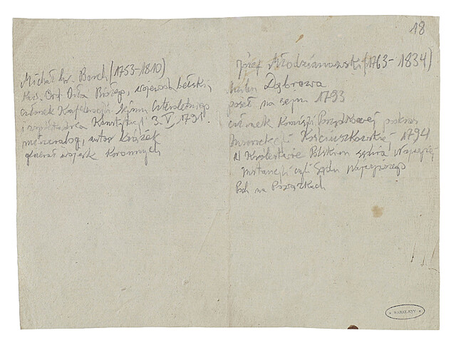 Józef Młodzianowski, poseł na sejm, zaświadcza, że odebrał 60 talarów od Michała hr. Borcha, wojewody bełskiego; bez miejscowości, 17 XII 1810 r.
