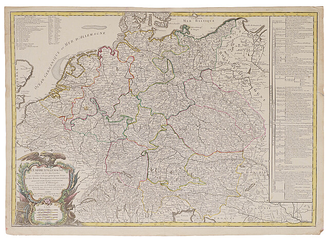 [Kopernik, Mapa Germanii i Polski] Robert de Vaugondy, L’Empire D’Allemagne, 1793