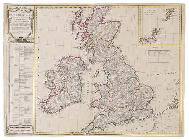 [Wielka Brytania] R. de Vaugondy, Isles Britanniques, 1780