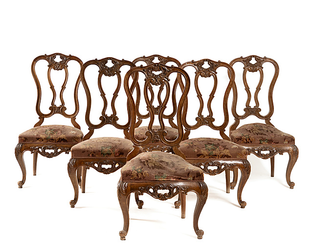Komplet 6 krzeseł stołowych w stylu neorokokowym