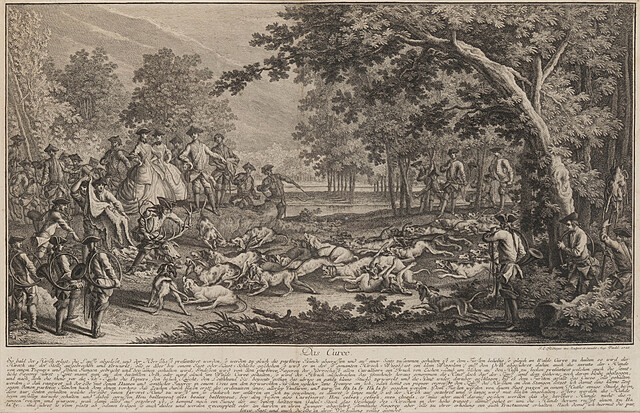 Polowanie z psami na jelenia, 1756