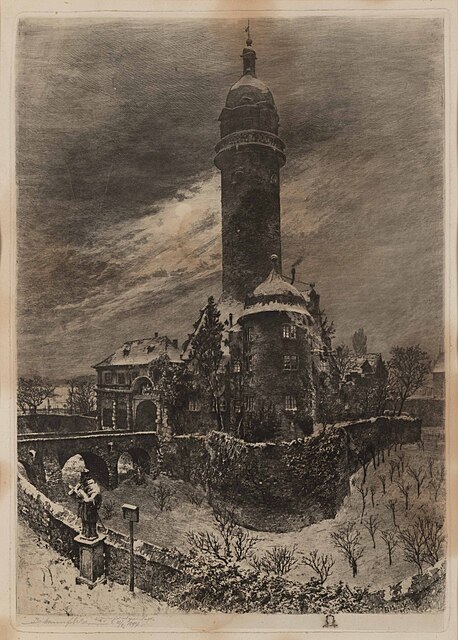 Widok zamku w Höchst we Frankfurcie nad Menem, 1897