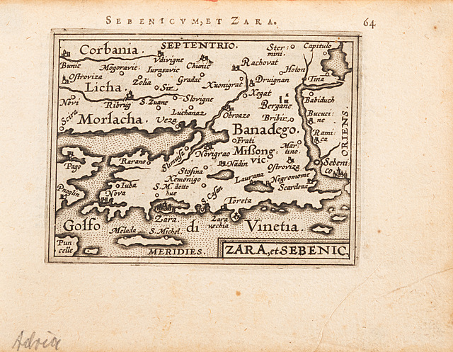 Mapa miast: Zadar (Zara) i Šibenik (Sebenic), 1598