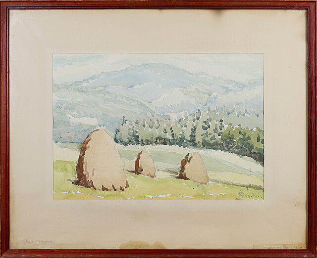 Pejzaż ze stogami [Krynica: Nad torowiskiem], 1974