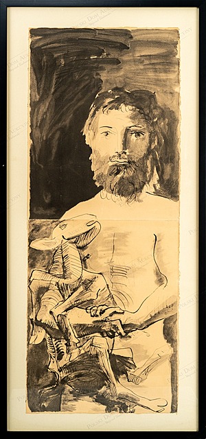 Etude pour L'homme au mouton (Studium do Człowieka z owcą), z cyklu: La flûte double, 1967